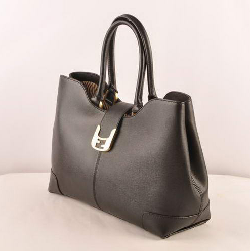 Fendi 2jours Saffiiano Leather Tote Bag 2546 Black