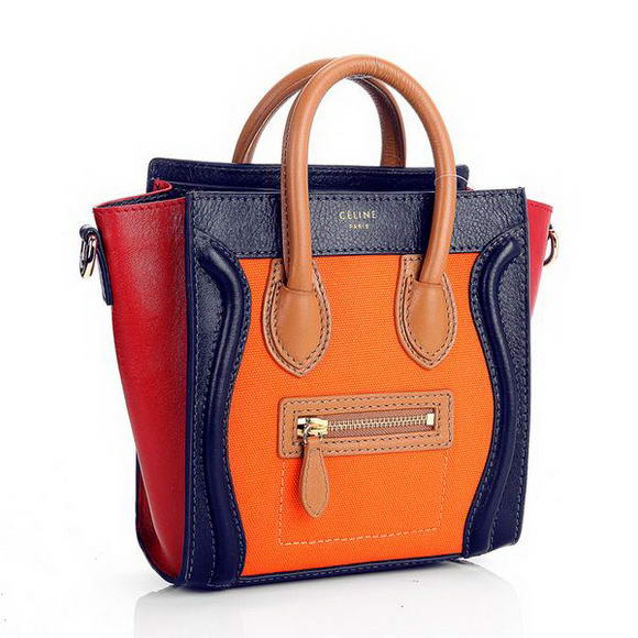 Celine Luggage Mini 165213MBA in Orange Dlue Red