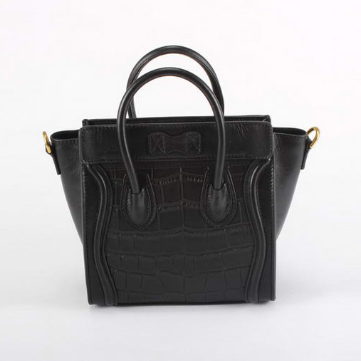 Celine Luggage Bags Mini in Croco Black