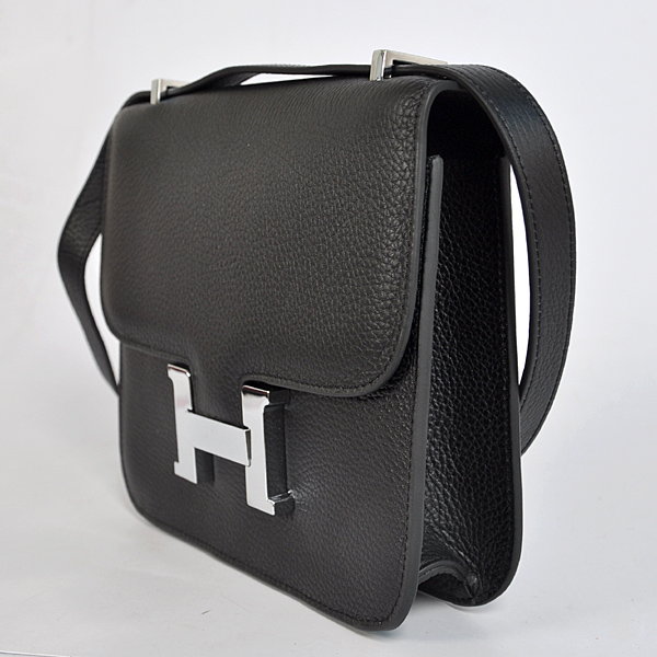 Hermes Constance Bag clemence leather in Black with Silver hardware