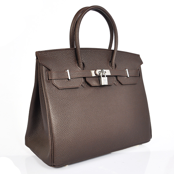 Hermes Birkin 35CM clemence leather in Dark Brown with Silver hardware