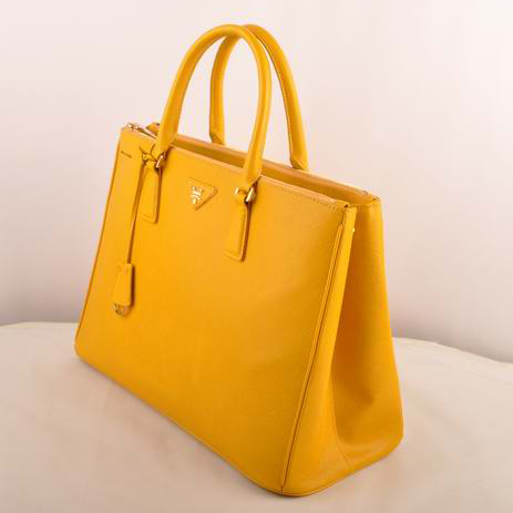 Prada Maxi Saffiano Leather Tote Bag Yellow