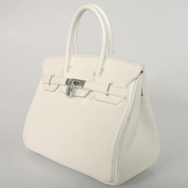 Hermes Birkin togo leather 30CM togo in Pure white with Silver hardware