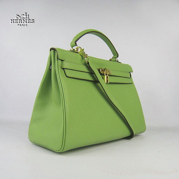 Hermes Kelly 35cm Togo Leather Bag Green 6308 Gold Hardware