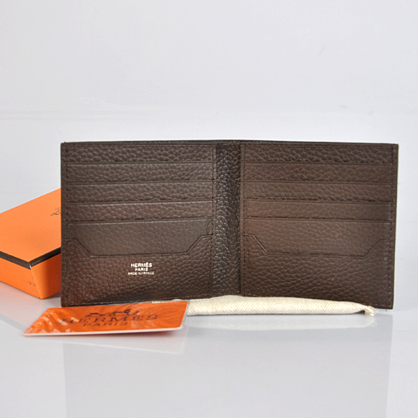 Hermes men Wallet clemence leather in Coffee