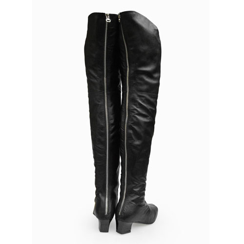 Chanel Leather Over Knee High Boots Black