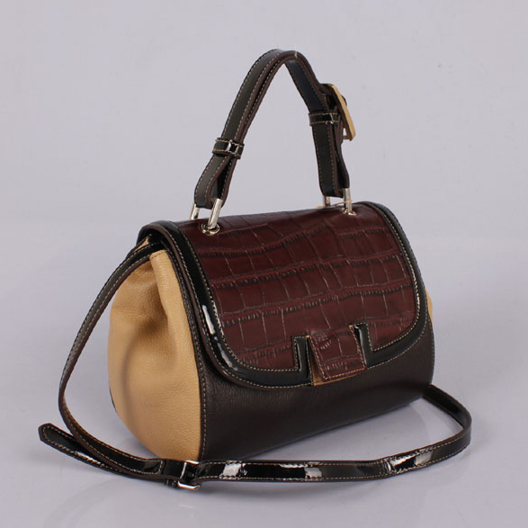 2012 new Fendi handbags FD9106 Pillow bag coffee crocodile with orange