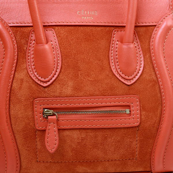 Celine Luggage Nano Bag Original Suede&Calf Leather Light Red