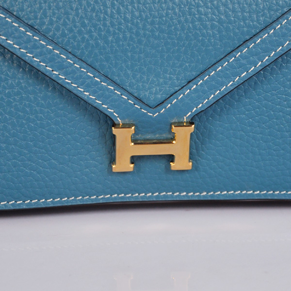 Hermes Liddy Bag clemence leather in Medium Blue with Gold hardware