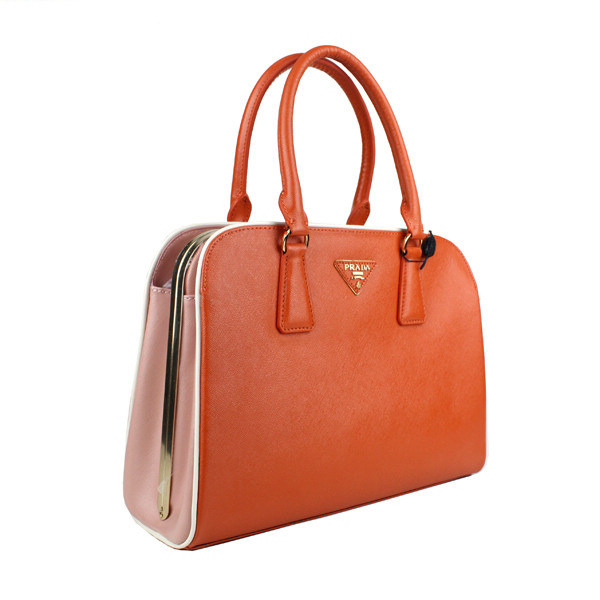 Prada Saffiano Leather Tote Bag 21267 Orange&Pink