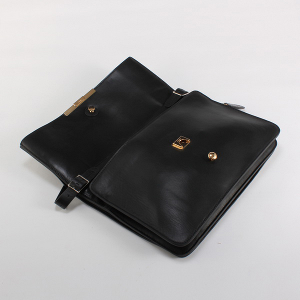 Celine Clasp Shoulder Bag Calfskin Black