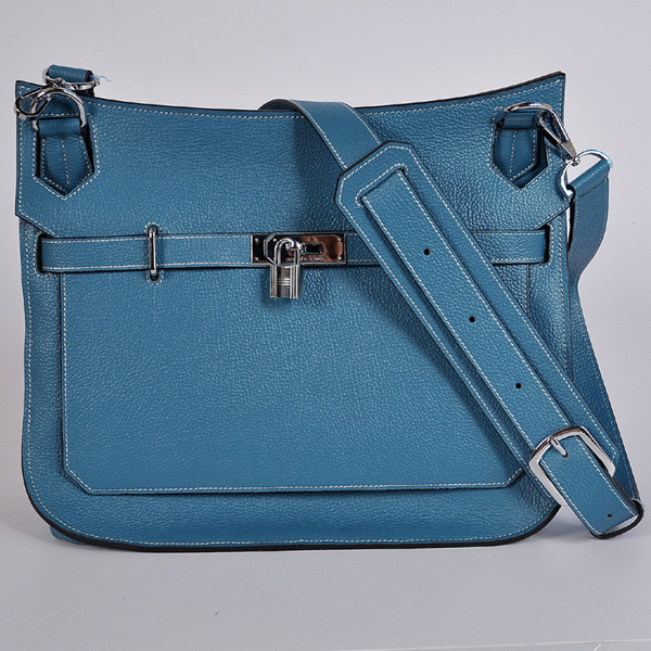 Hermes Jypsiere Bag 34cm togo leather in Medium Blue with Silver hardware