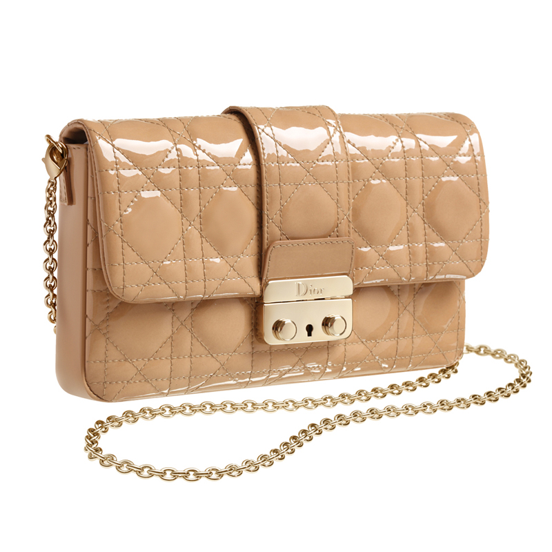 Large beige leather Dior New Lock pouch