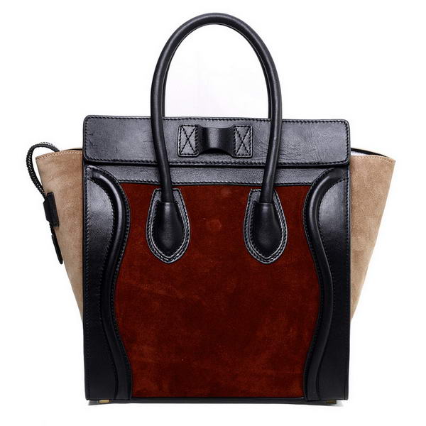 Celine Luggage Micro Boston Bag Original Suede Leather Wine