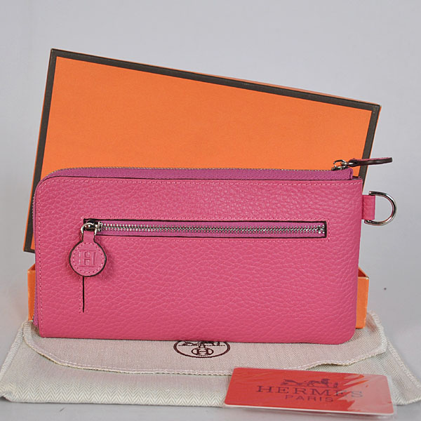 Hermes Zipper Wallet clemence leather in Peach