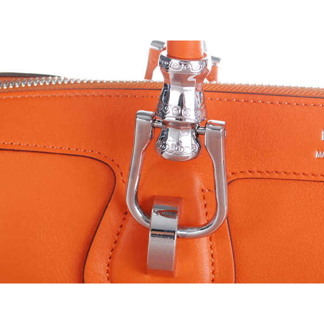 2012 Hermes New Leather Medium Shoulder Bag 0322 Orange with Silver metal