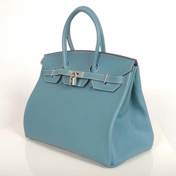 Hermes Birkin togo leather 35CM Medium Blue togo(Silver)