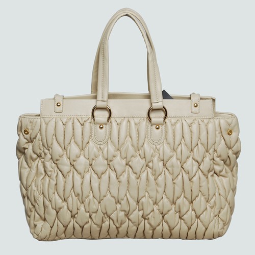 Miu Miu Matelasse Leather Tote Bag 90286 Beige