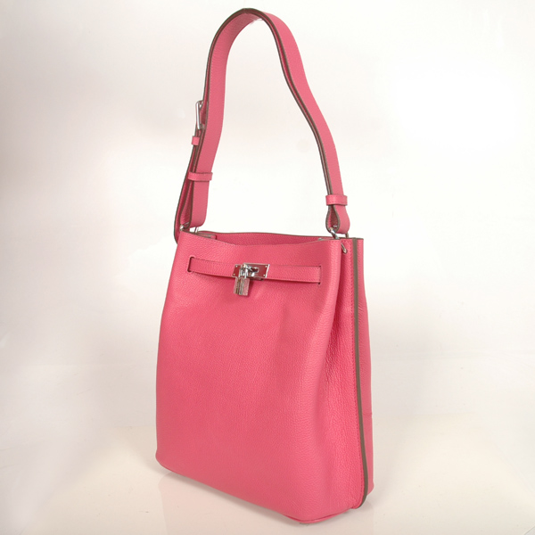 Hermes Sokelly Medium clemence leather in Peach with Silver hardware