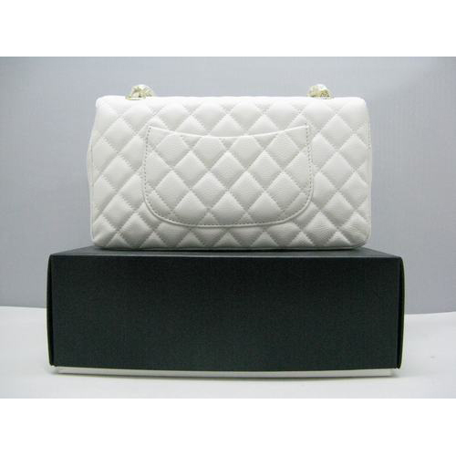 Chanel Caviar leather White Flap bag with Gold chain