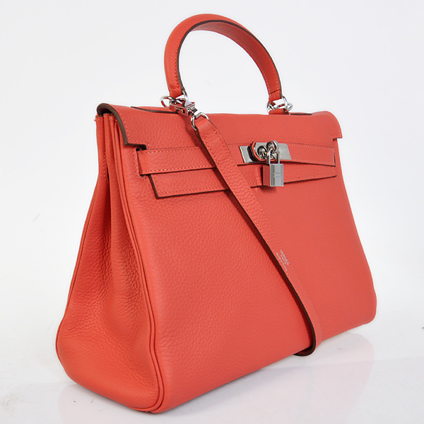 Hermes Kelly 32CM clemence leather in Watermelon Red with Silver hardware