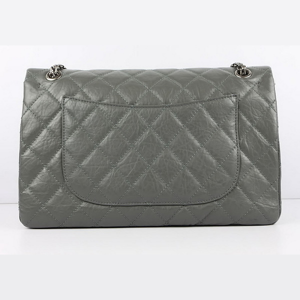 Chanel Flap Bag Quilted Gray Leather with Silver Chain 48102