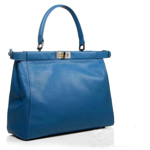 Fendi Peekaboo Bag Blue Calfskin Leather F2292