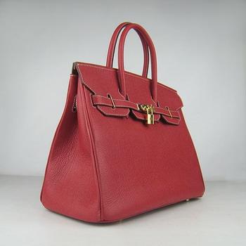 Hermes 35CM Red Cowhells Stripe (gold)