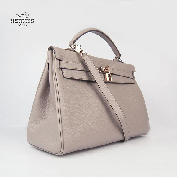 Hermes Kelly 35cm Togo Leather Bag Grey 6308 Gold Hardware