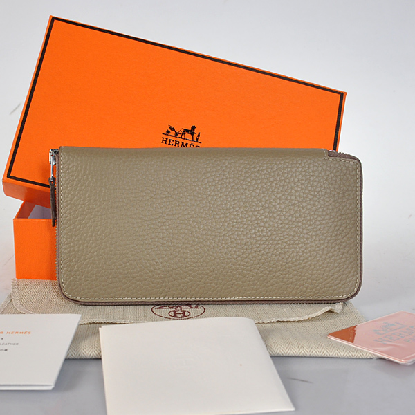 Hermes Evelyn Wallet clemence leather in Dark Grey