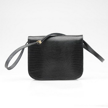 Celine Cow Leather Lizard grain Handbag 80077 Black