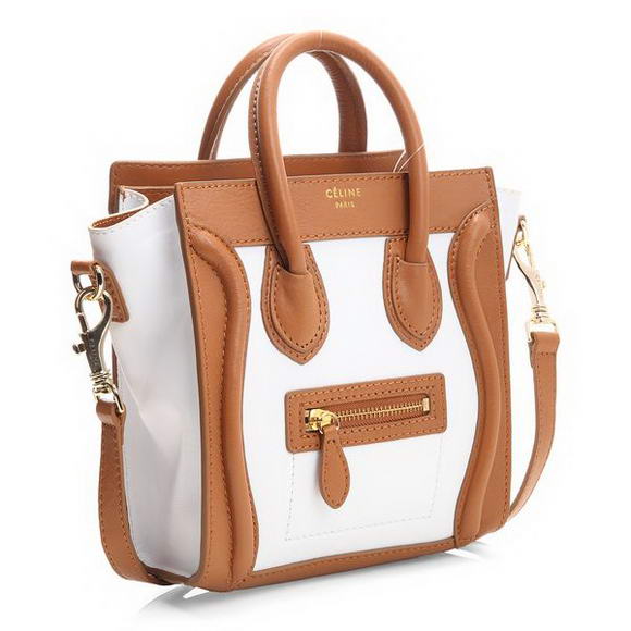 Celine Luggage Mini 165213MBA in Original Leather White Apricot