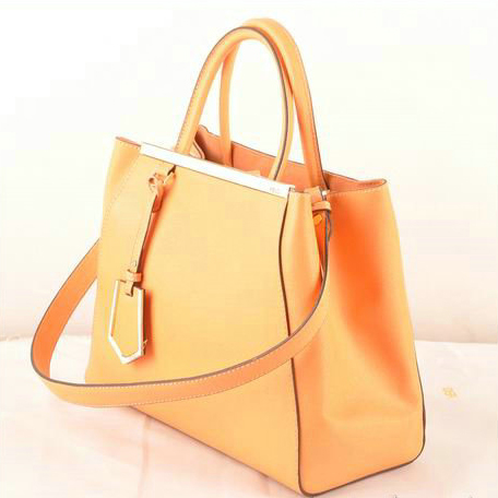 Fendi 2Jours Saffiiano Leather Tote Bag F2552S Light Orange