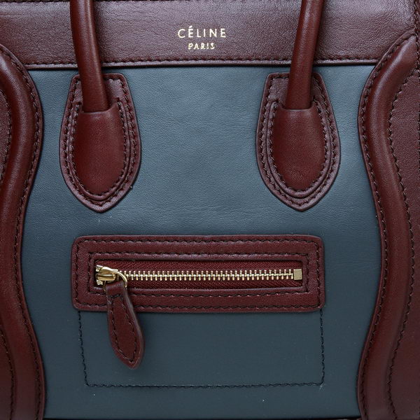 Celine Luggage Nano Bag Original Suede&Calf Leather Green&Wine