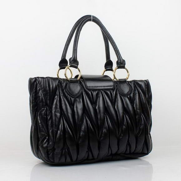 miu miu Tote Bag Lambskin Leather 88011 Black