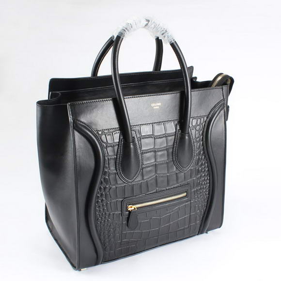 Celine Luggage Bags Jumbo in Croco Black