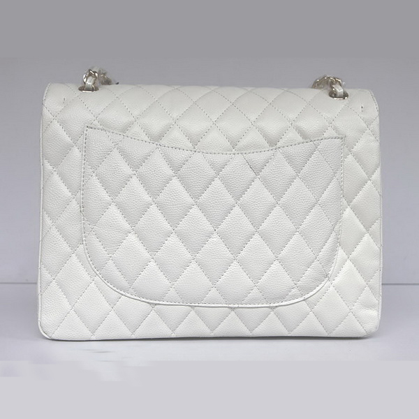 Chanel Flap Bag Quilted White Caviar with Gold Chain 1116