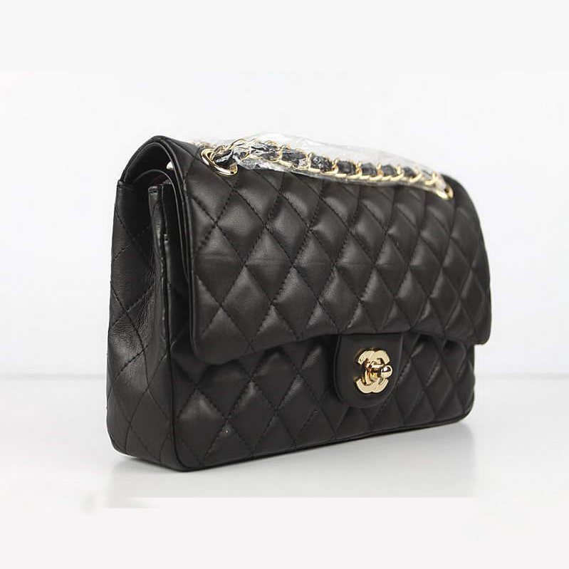 Chanel Original Leather Flap Bag A01112 Black Golden