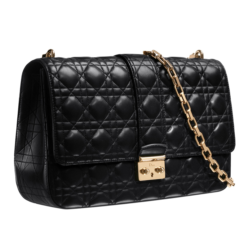 Black leather Miss Dior bag