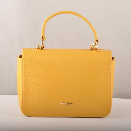 Miu Miu Tote Flap Bags Calf Leather 7428 Yellow