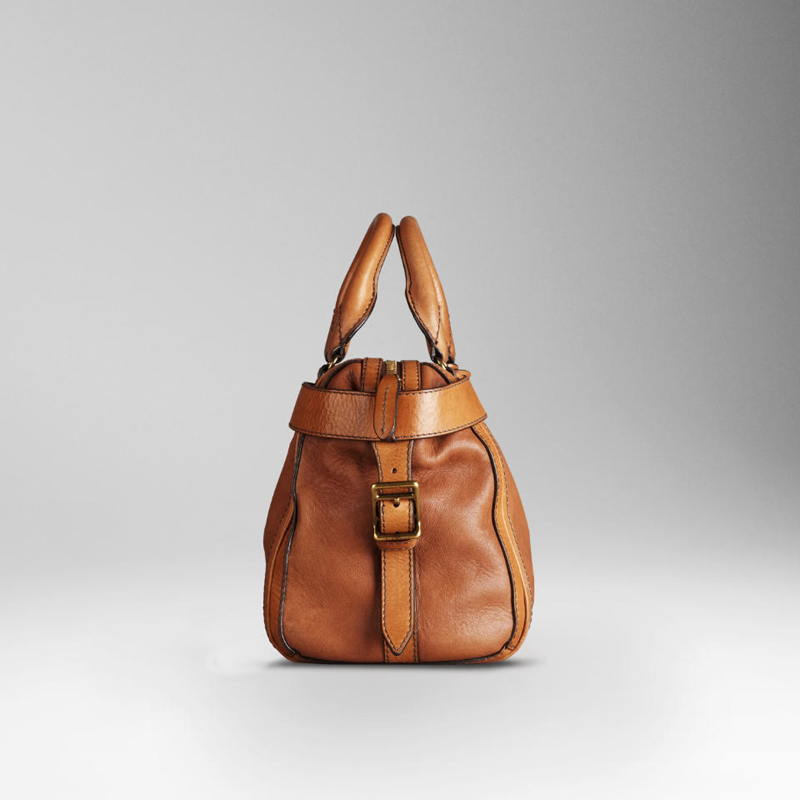 SMALL WASHED LEATHER BOWLING BAG