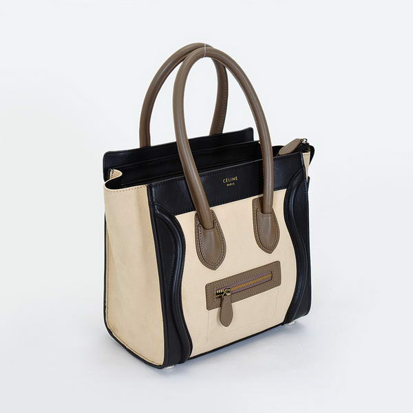 Celine Luggage Micro Boston Bag Ferrari&Suede Leather Black