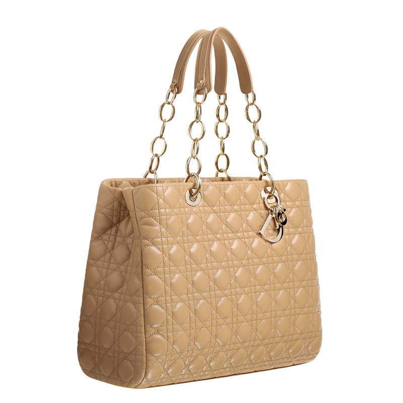 Beige leather Dior Soft shopping bag