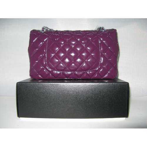 Chanel Patent leather Purple Flap bag with Silver chain