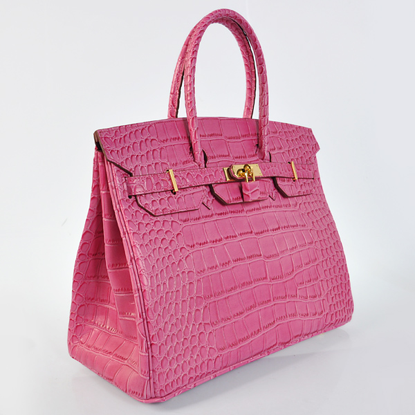 Hermes Birkin 35CM Crocodile stripes leather in Peach with Silver hardware