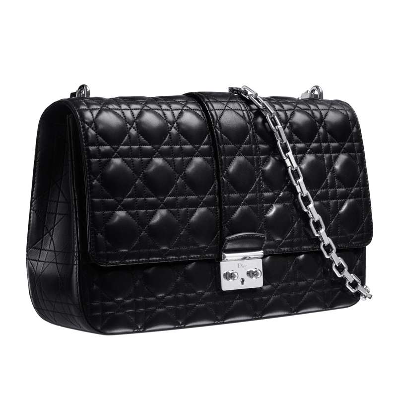 Black leather Miss Dior bag