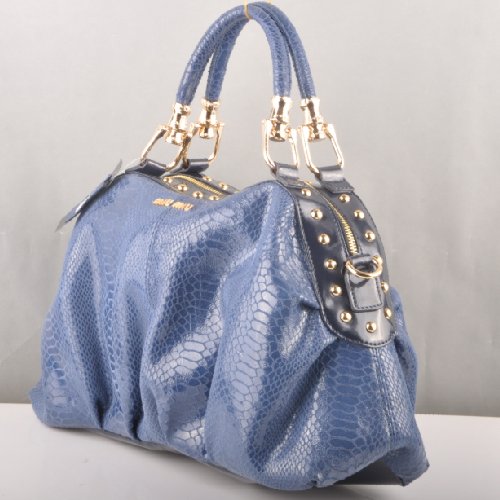 Miu Miu Tote Snake Veins Handbags 90302 Light Blue