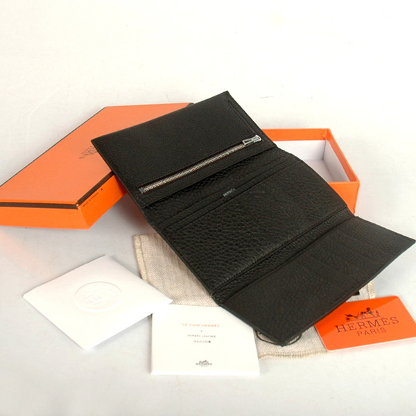 Hermes 3 flod original leather wallet in Black