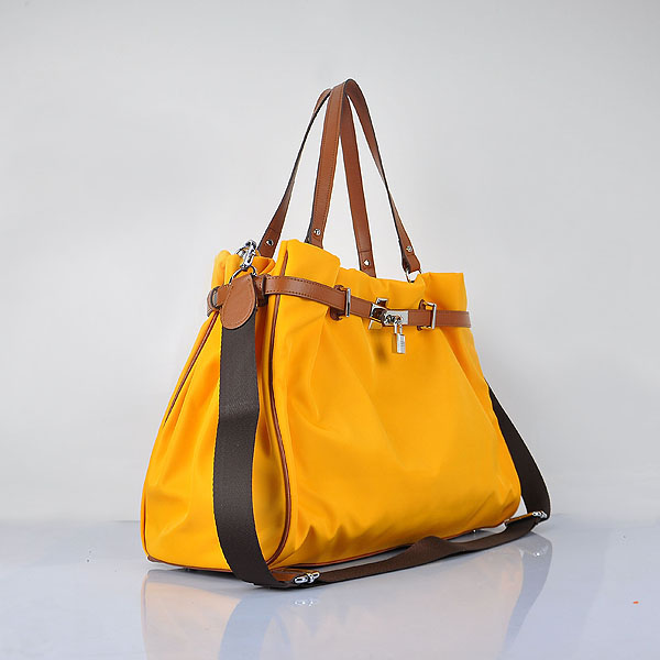 Hermes 2012 Waterproof Fabric Shoulder Bag Yellow