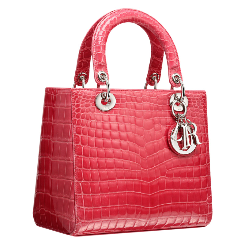 Light coral crocodile 'Lady Dior' bag